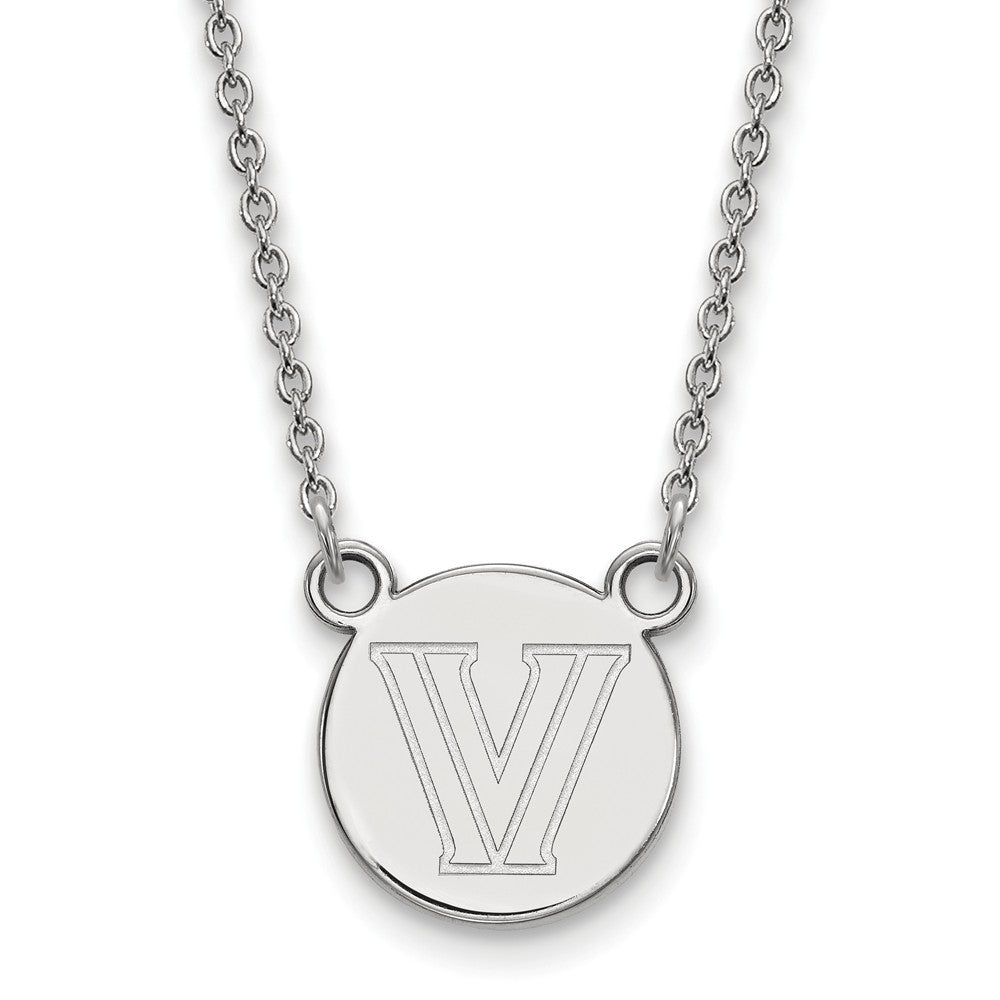 Sterling Silver Villanova U Small Disc Necklace, Item N13964 by The Black Bow Jewelry Co.