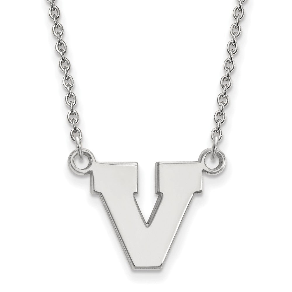 Sterling Silver U of Virginia Small Initial V Pendant Necklace, Item N13997 by The Black Bow Jewelry Co.