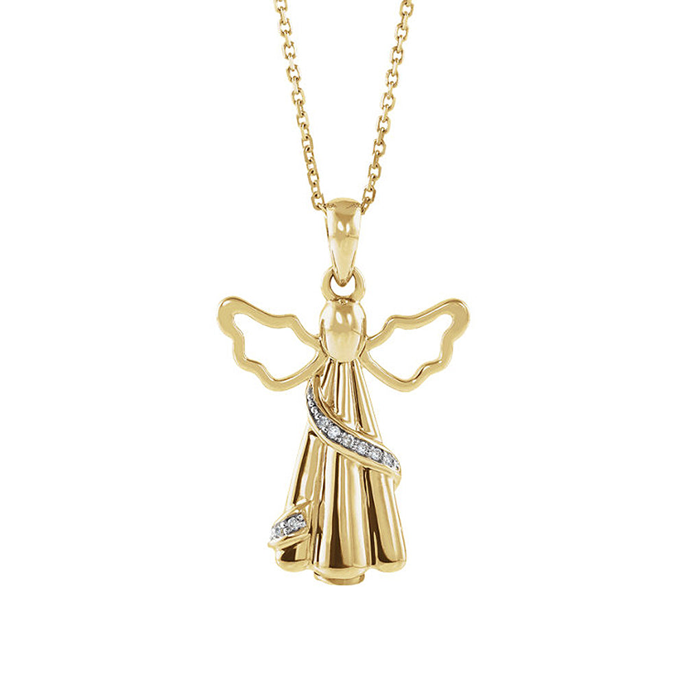 10K Gold &amp; .03 Ctw Diamond Angel Ash Holder Necklace, 18 Inch, Item N14040 by The Black Bow Jewelry Co.