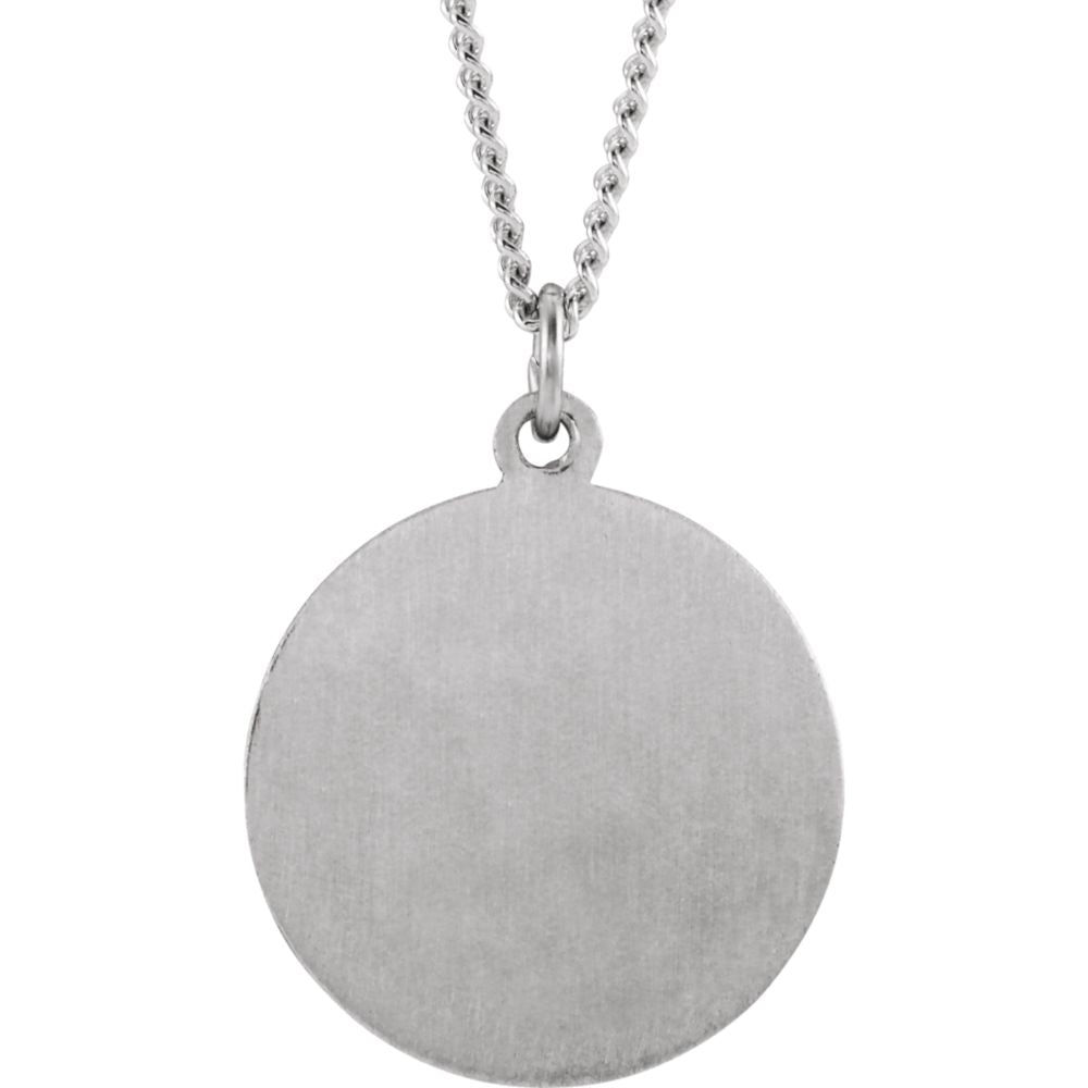 Alternate view of the Sterling Silver 22mm Confirmation Medal Necklace, 24 Inch by The Black Bow Jewelry Co.