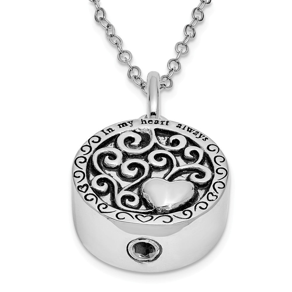 Alternate view of the Antiqued Sterling Silver In My Heart Always Ash Holder Necklace, 18 in by The Black Bow Jewelry Co.