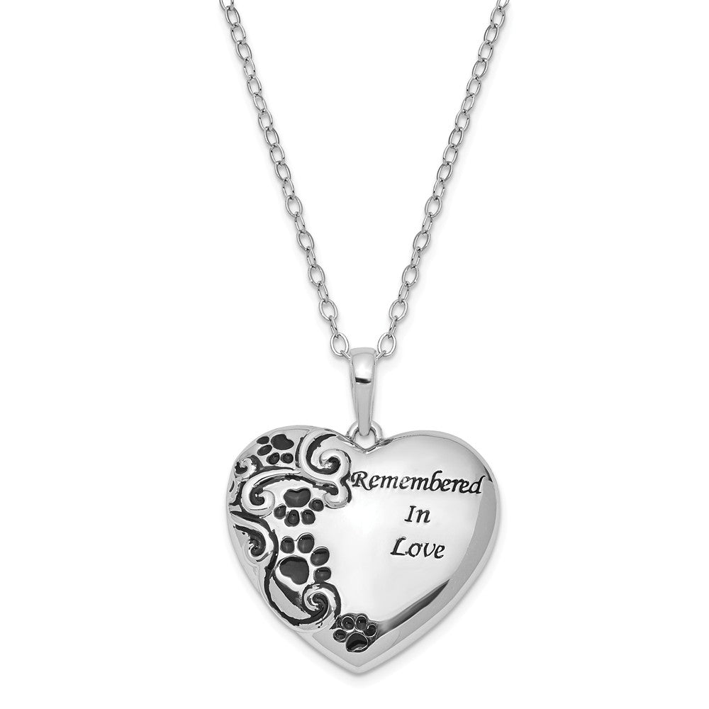 Sterling Silver Remembered In Love Pet Ash Holder Necklace, 18 Inch, Item N14062 by The Black Bow Jewelry Co.