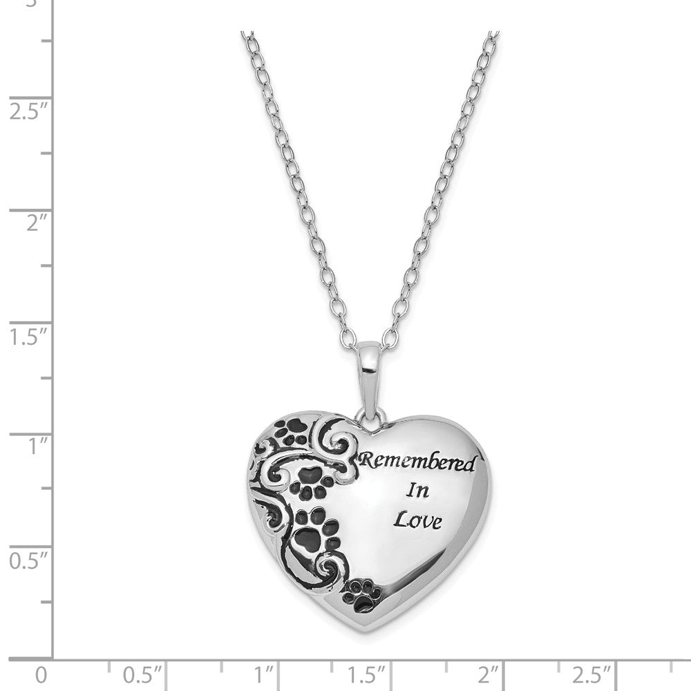 Alternate view of the Sterling Silver Remembered In Love Pet Ash Holder Necklace, 18 Inch by The Black Bow Jewelry Co.