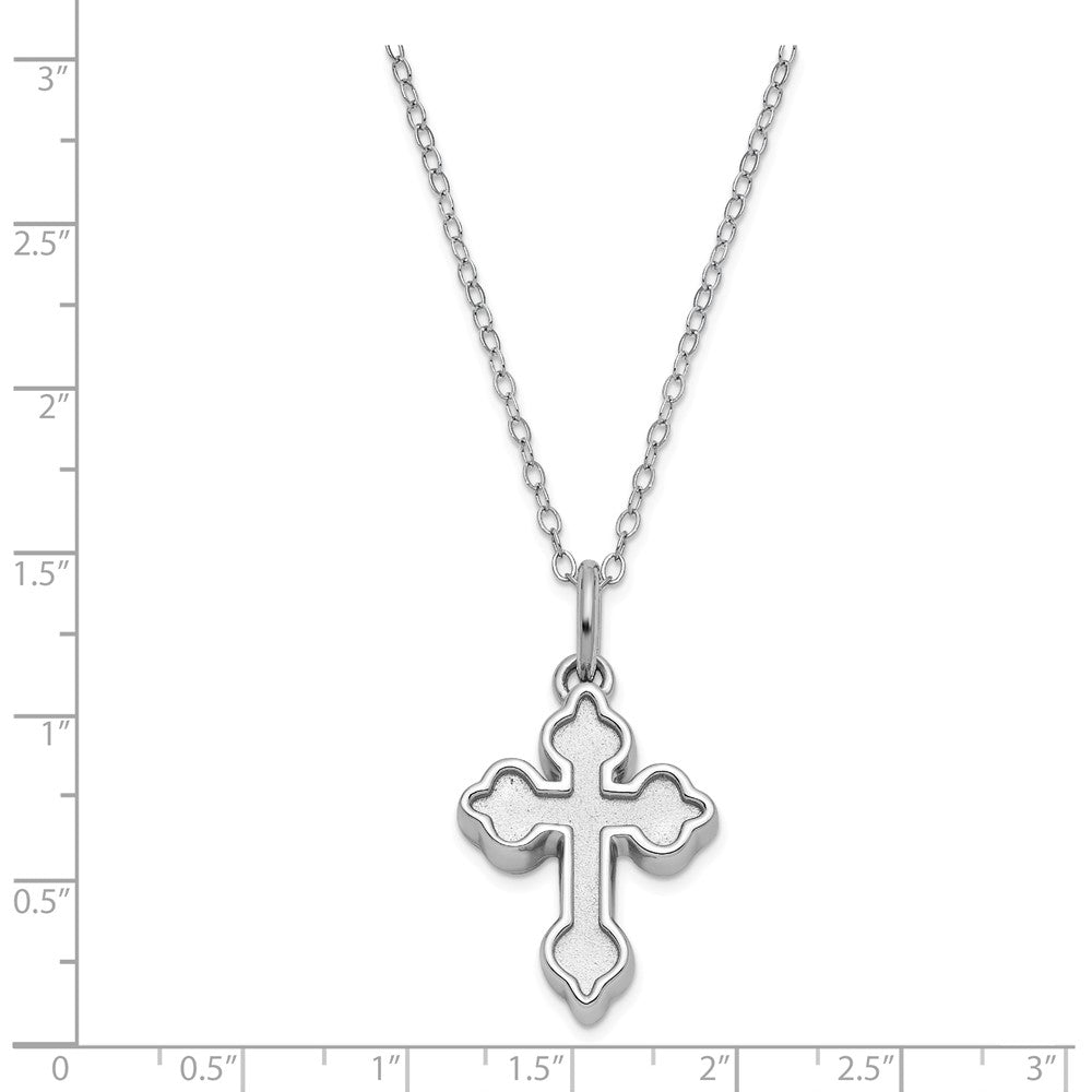 Alternate view of the Sterling Silver Welcome Home Matte Cross Ash Holder Necklace, 18 Inch by The Black Bow Jewelry Co.