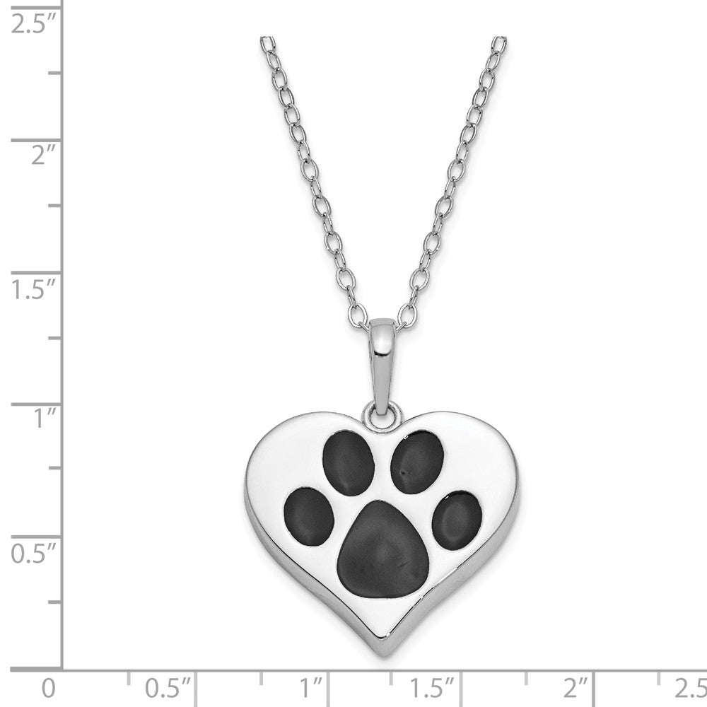 Alternate view of the Sterling Silver Antiqued Black Paw Heart Ash Holder Necklace, 18 Inch by The Black Bow Jewelry Co.