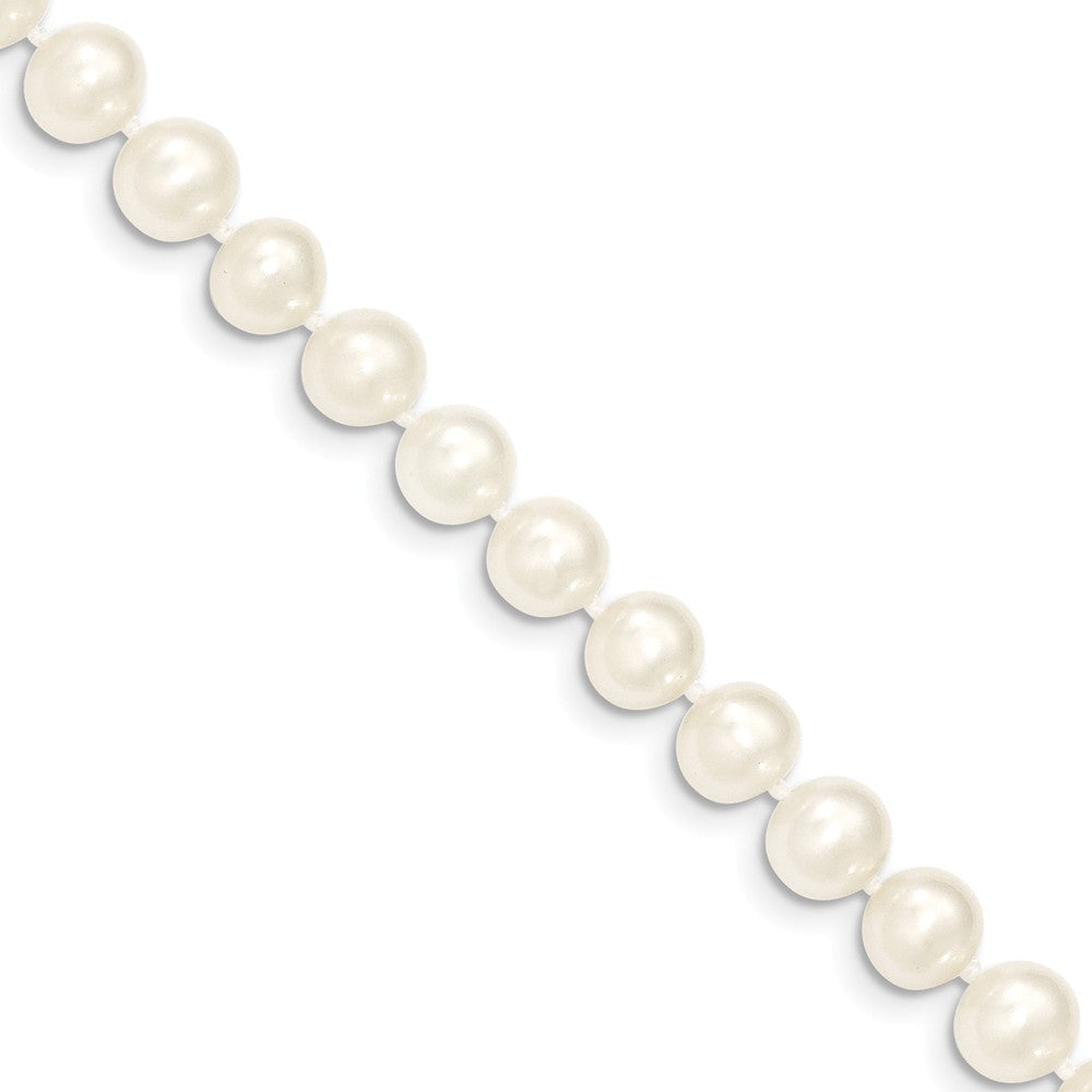 Alternate view of the 7-8mm, White FW Cultured Pearl &amp; 14k Yellow Gold Clasp Necklace by The Black Bow Jewelry Co.