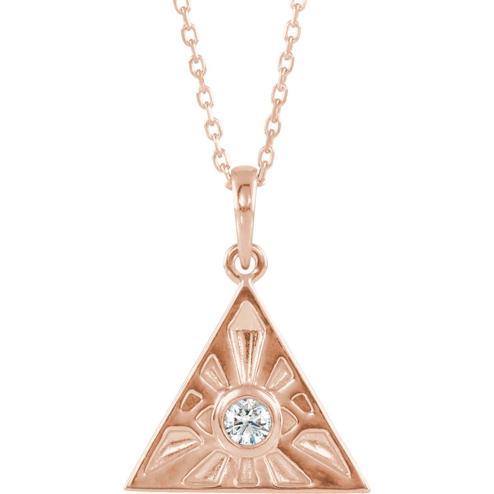 14K Gold & 1/10 CT Diamond Eye of Providence Necklace, 16-18 Inch, Item N14125 by The Black Bow Jewelry Co.