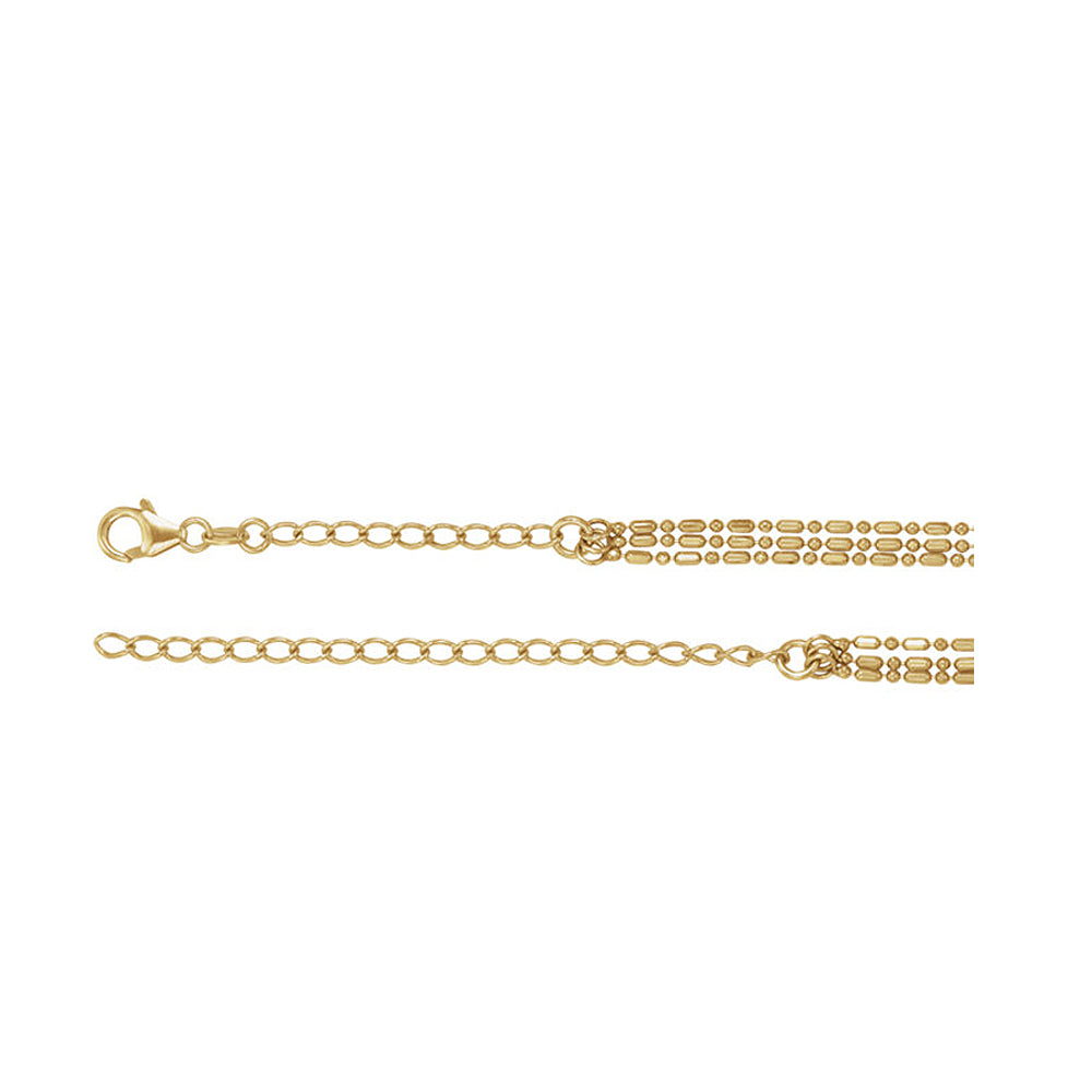 Alternate view of the 14k Yellow Gold Beaded Three Strand Choker Chain Necklace, 13-16 Inch by The Black Bow Jewelry Co.