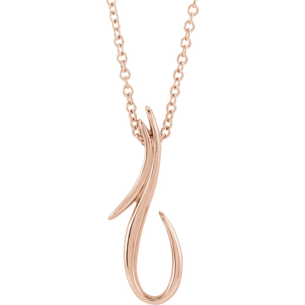 14k White, Yellow or Rose Gold Freeform Hook Necklace, 16-18 Inch, Item N14138 by The Black Bow Jewelry Co.