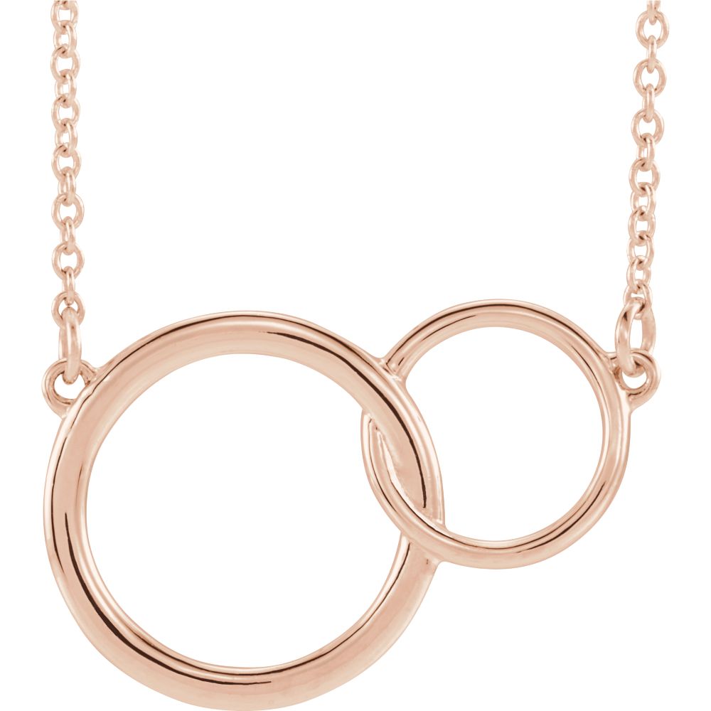14k White, Yellow or Rose Gold Double Circle Necklace, 16-18 Inch, Item N14139 by The Black Bow Jewelry Co.