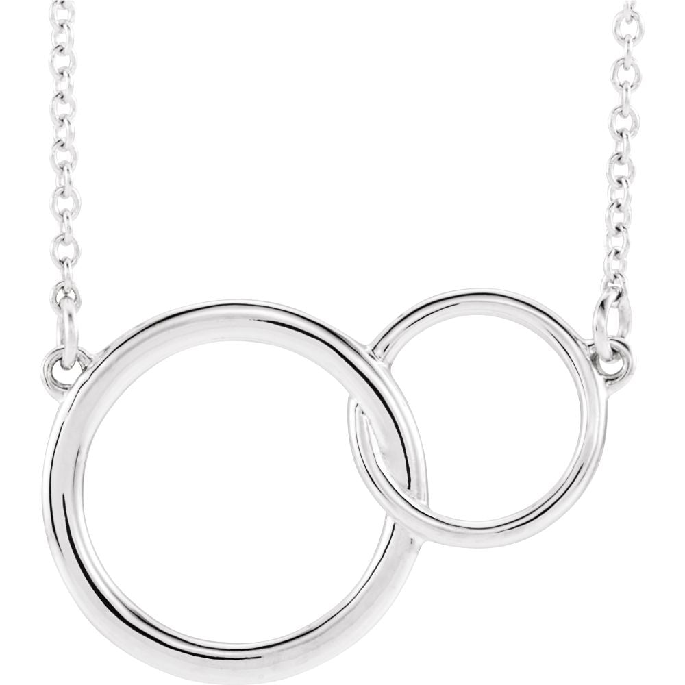 Alternate view of the 14k White, Yellow or Rose Gold Double Circle Necklace, 16-18 Inch by The Black Bow Jewelry Co.
