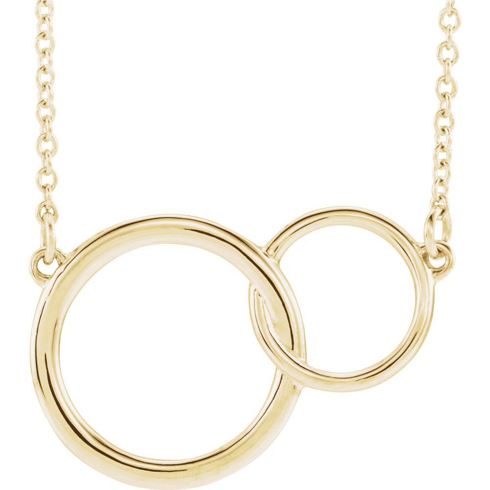 Alternate view of the 14k White, Yellow or Rose Gold Double Circle Necklace, 16-18 Inch by The Black Bow Jewelry Co.