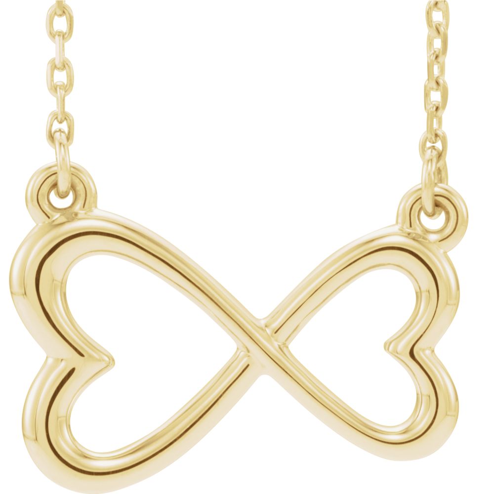 Alternate view of the 14k White or Yellow Gold Infinity Inspired Heart Necklace, 16-18 Inch by The Black Bow Jewelry Co.