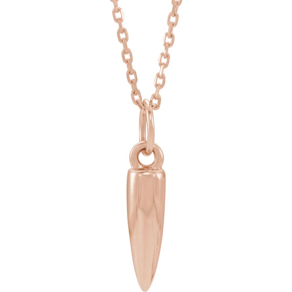 14k Yellow, White or Rose Gold 3D Small Bullet Necklace, 16-18 Inch, Item N14153 by The Black Bow Jewelry Co.