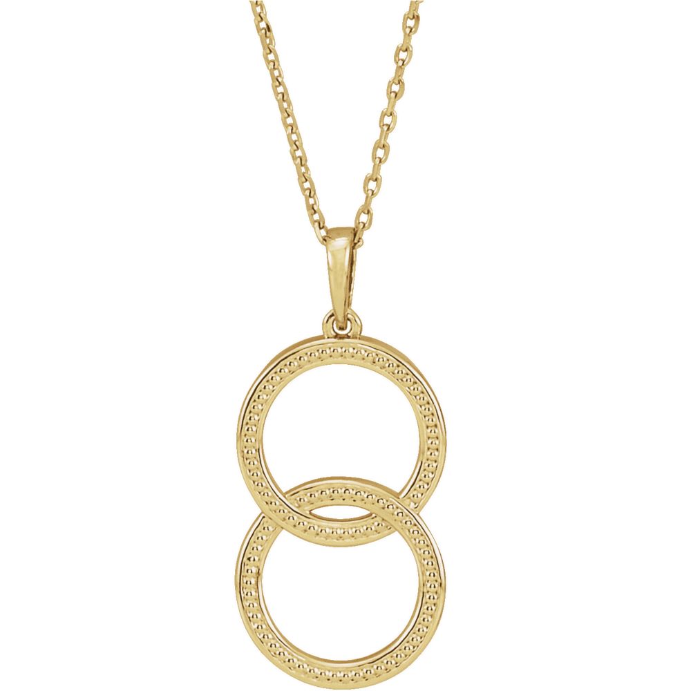 Alternate view of the 14k White or Yellow Gold Double Milgrain Circle Necklace 16-18 Inch by The Black Bow Jewelry Co.