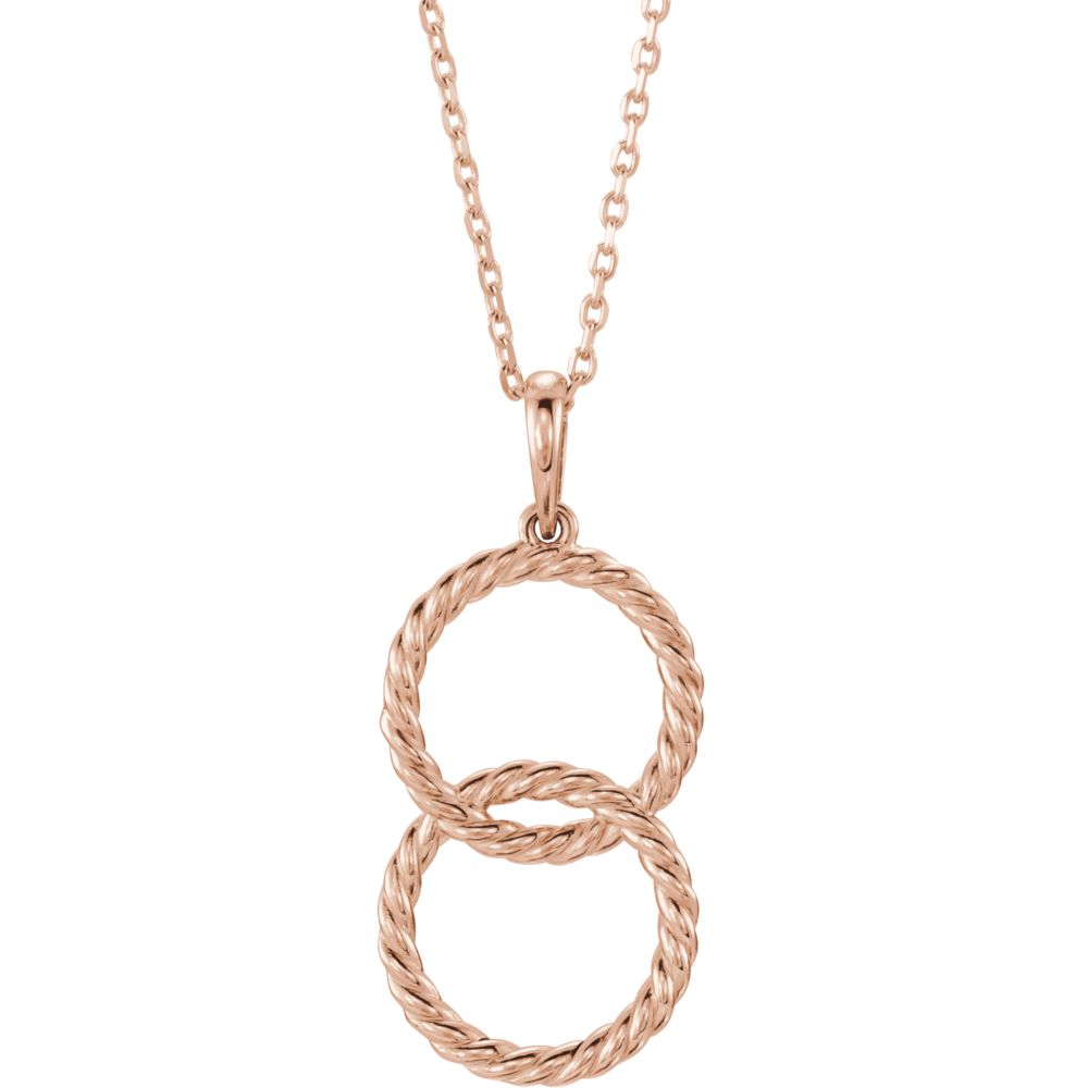 14k Yellow, White or Rose Gold Double Rope Circle Necklace, 16-18 Inch, Item N14159 by The Black Bow Jewelry Co.