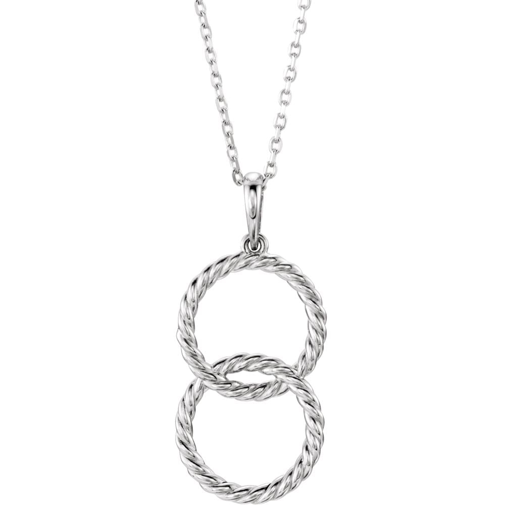 Alternate view of the 14k Yellow, White or Rose Gold Double Rope Circle Necklace, 16-18 Inch by The Black Bow Jewelry Co.