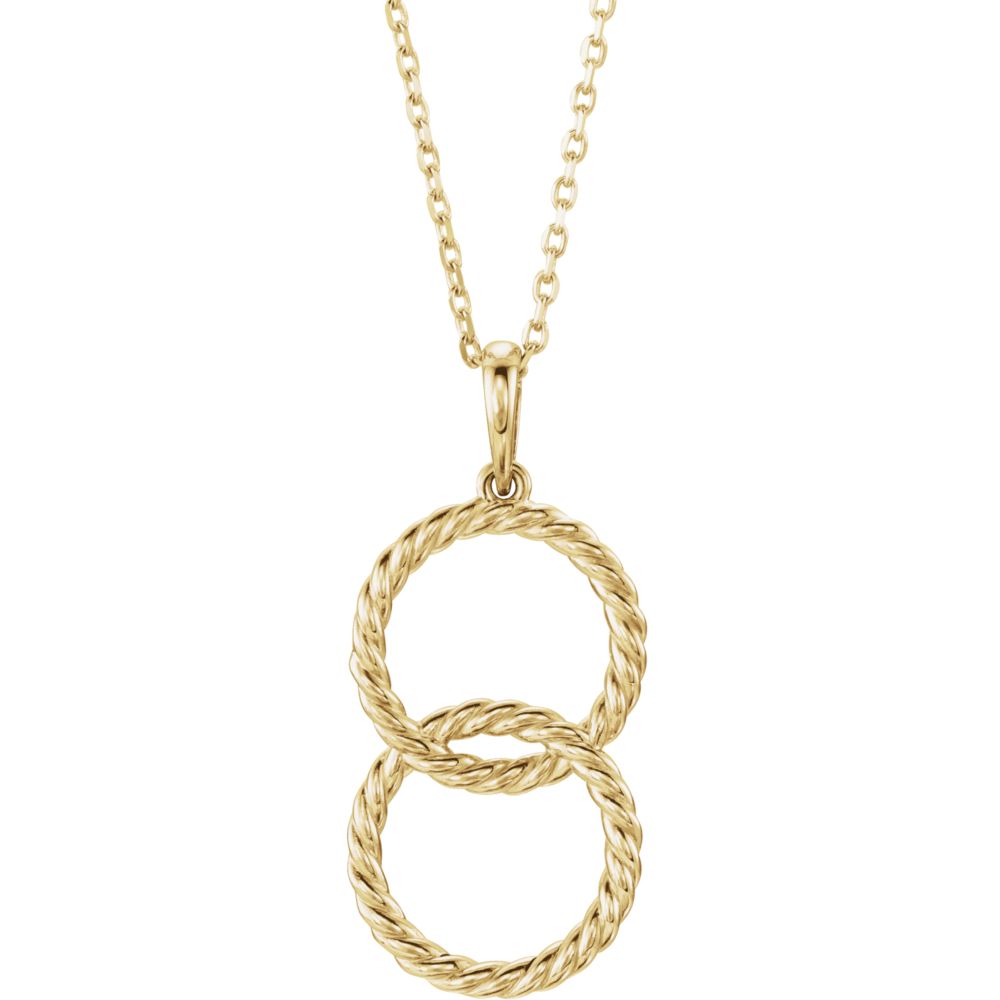 Alternate view of the 14k Yellow, White or Rose Gold Double Rope Circle Necklace, 16-18 Inch by The Black Bow Jewelry Co.