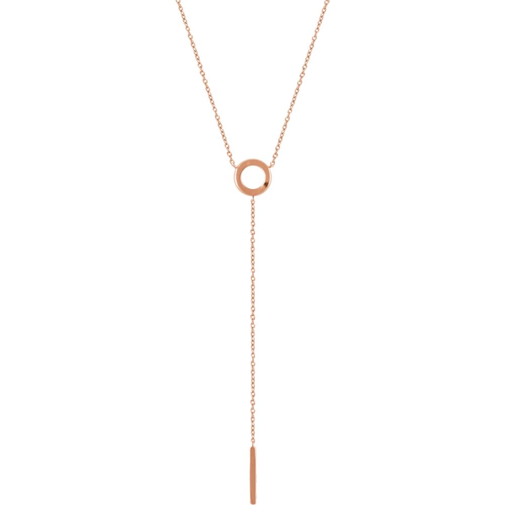 14k Yellow, White or Rose Gold Circle &amp; Bar Y-Drop Necklace, 16-18 In., Item N14165 by The Black Bow Jewelry Co.