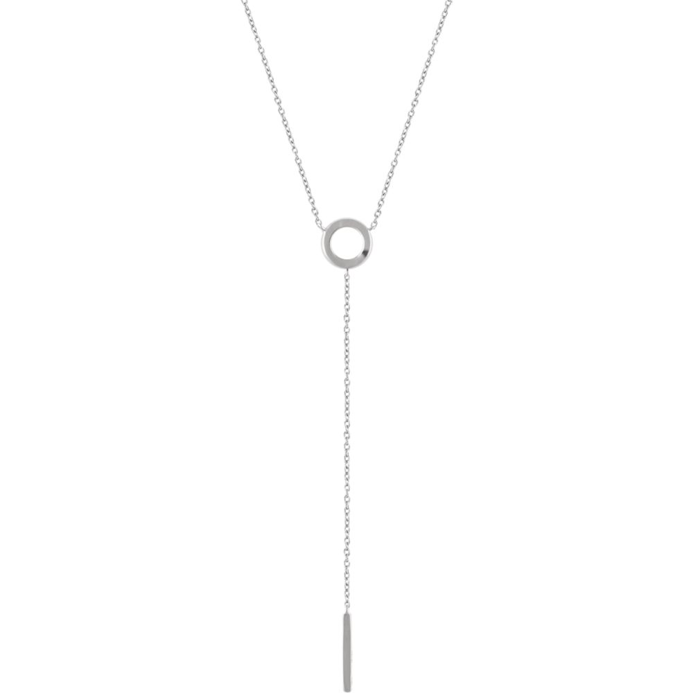 Alternate view of the 14k Yellow, White or Rose Gold Circle &amp; Bar Y-Drop Necklace, 16-18 In. by The Black Bow Jewelry Co.