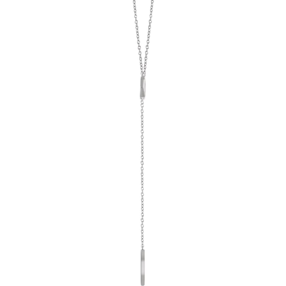 Alternate view of the 14k White Gold Circle and Bar Y-Drop Necklace, 16-18 Inch by The Black Bow Jewelry Co.