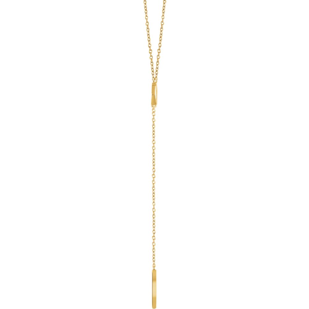 Alternate view of the 14k Yellow Gold Circle and Bar Y-Drop Necklace, 16-18 Inch by The Black Bow Jewelry Co.