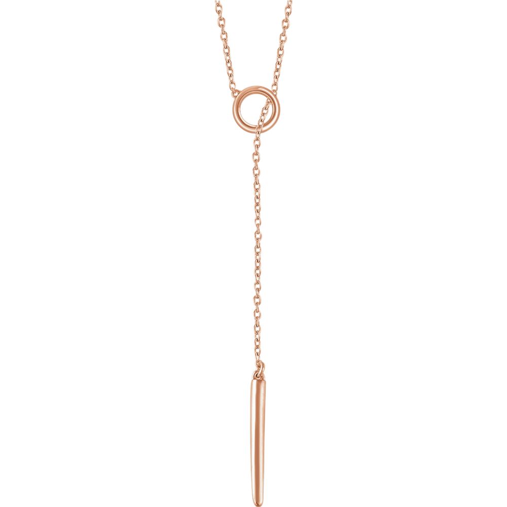 14k Yellow, White or Rose Gold Circle &amp; Bar Lariat Necklace, 16-18 In., Item N14167 by The Black Bow Jewelry Co.