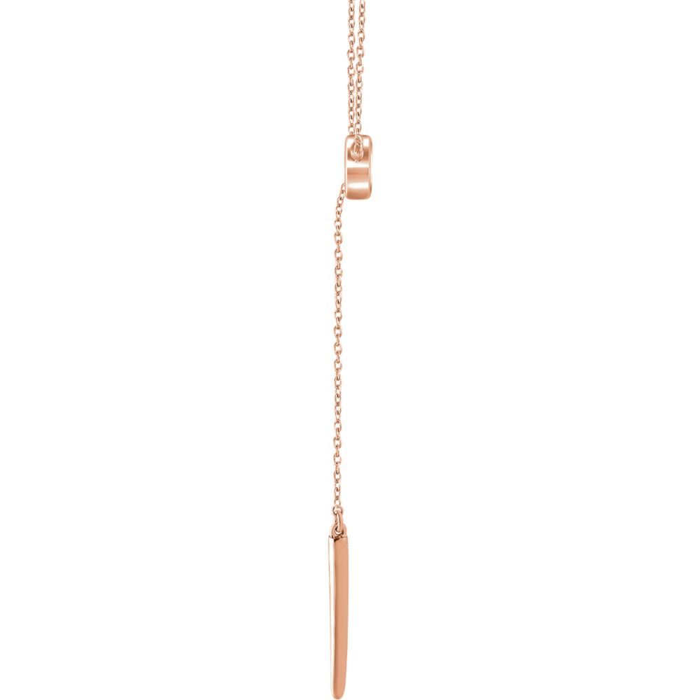 Alternate view of the 14k Rose Gold Circle and Bar Lariat Necklace, 16-18 Inch by The Black Bow Jewelry Co.