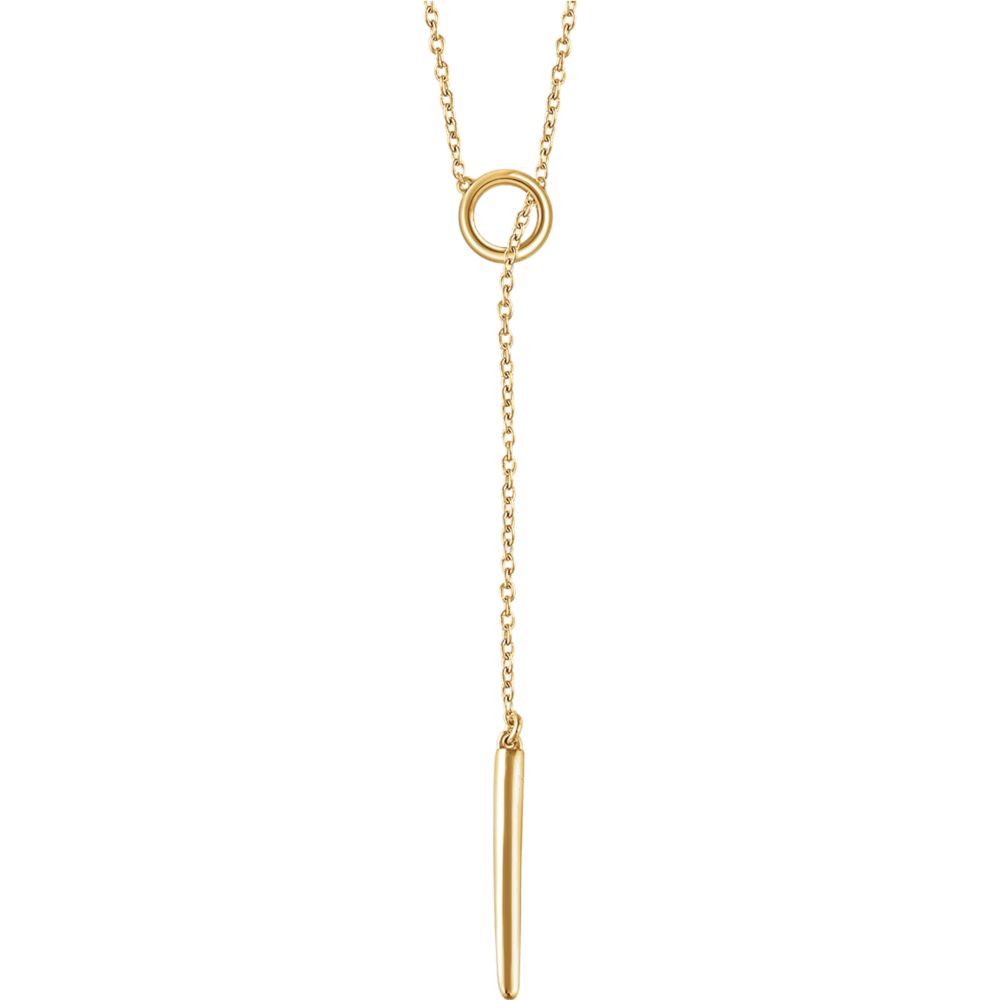 Alternate view of the 14k Yellow, White or Rose Gold Circle &amp; Bar Lariat Necklace, 16-18 In. by The Black Bow Jewelry Co.