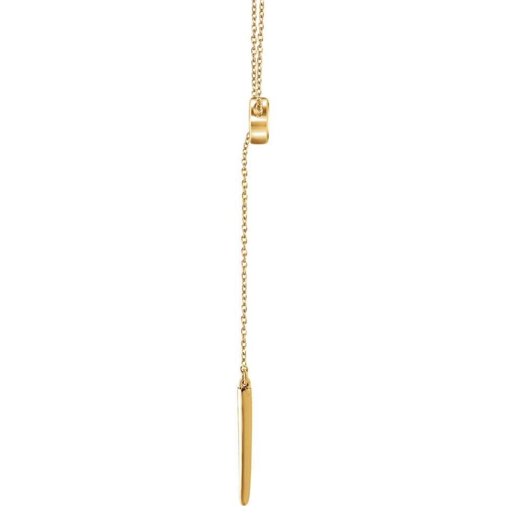 Alternate view of the 14k Yellow Gold Circle and Bar Lariat Necklace, 16-18 Inch by The Black Bow Jewelry Co.