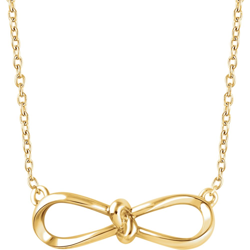 Alternate view of the 14k Yellow, White or Rose Gold Infinity Bow Necklace, 16-18 Inch by The Black Bow Jewelry Co.