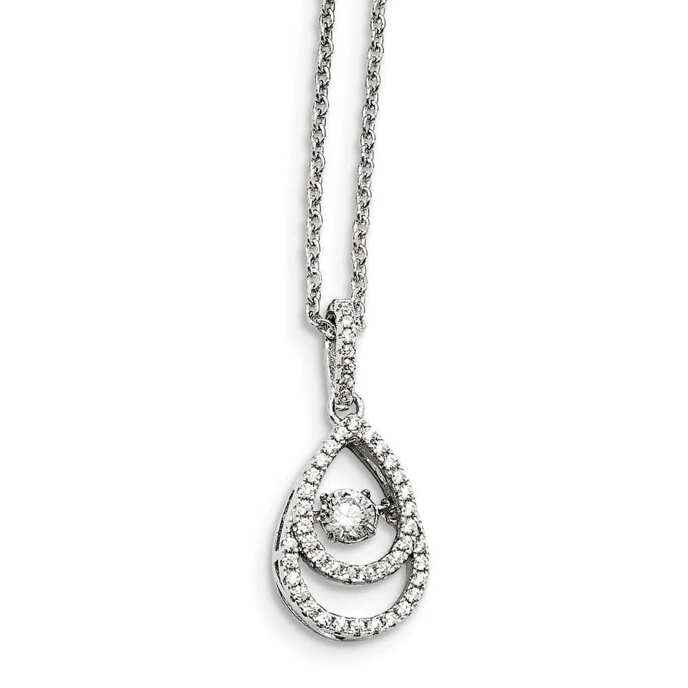 Rhodium Plated Sterling Silver &amp; CZ Double Teardrop Necklace, 18-20 In, Item N14192 by The Black Bow Jewelry Co.