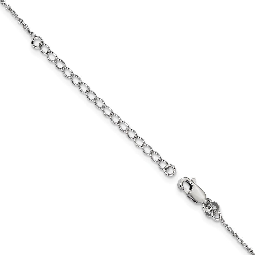 Alternate view of the Rhodium Plated Sterling Silver &amp; CZ Double Teardrop Necklace, 18-20 In by The Black Bow Jewelry Co.