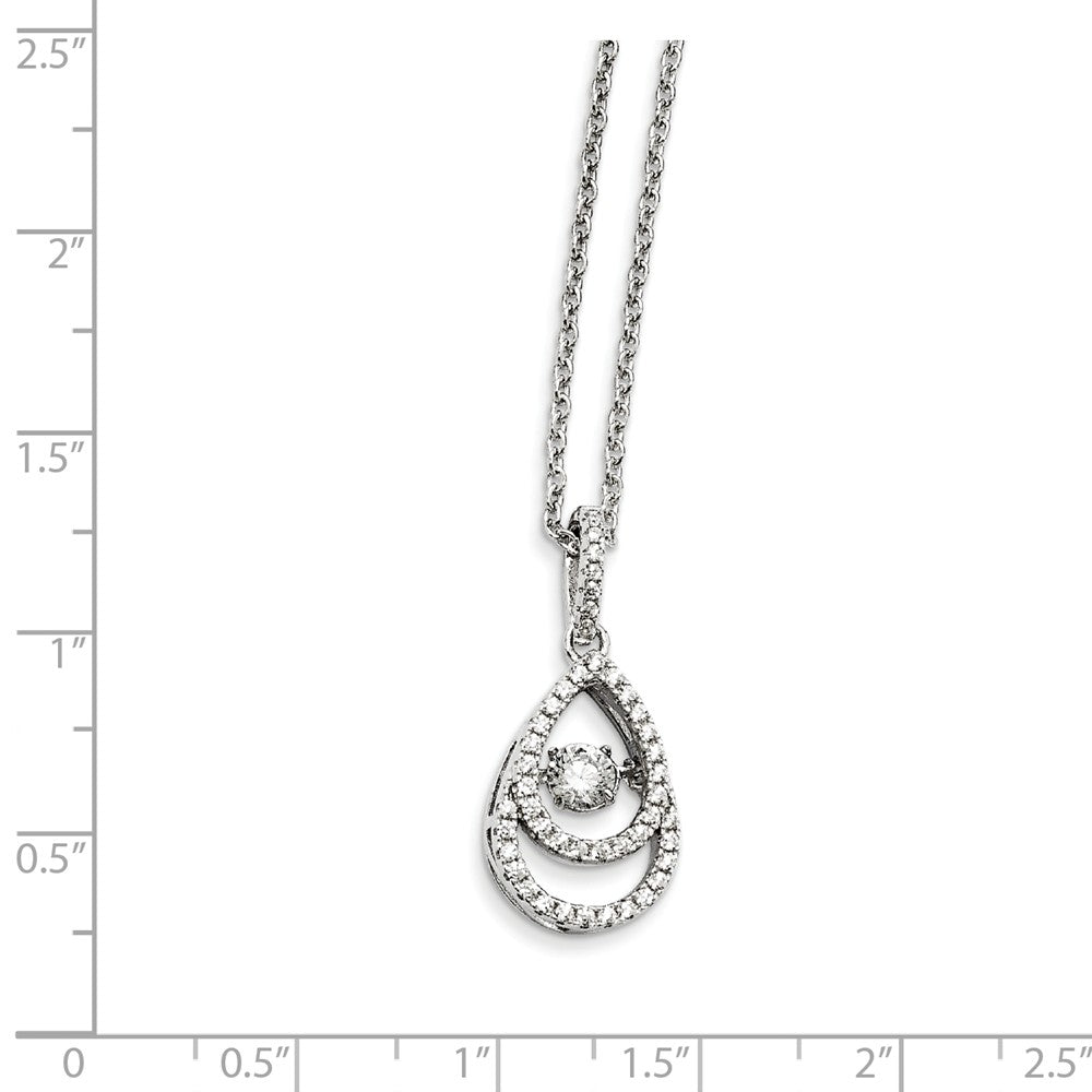 Alternate view of the Rhodium Plated Sterling Silver &amp; CZ Double Teardrop Necklace, 18-20 In by The Black Bow Jewelry Co.