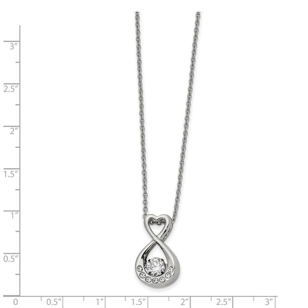 Alternate view of the Stainless Steel and CZ Infinity Heart Necklace, 16-18 Inch by The Black Bow Jewelry Co.