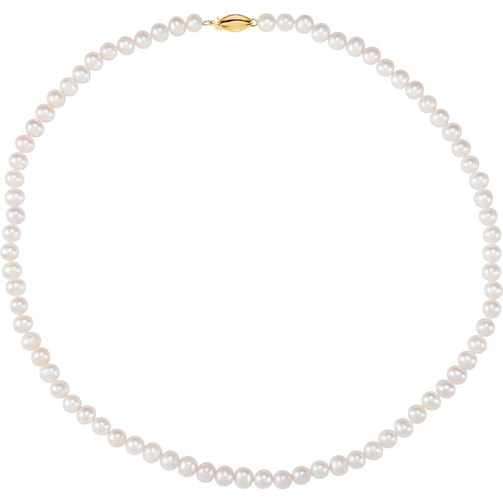 Alternate view of the 5.0-5.5mm, White FW Cultured Pearl &amp; 14k Yellow Gold Necklace, 18 Inch by The Black Bow Jewelry Co.