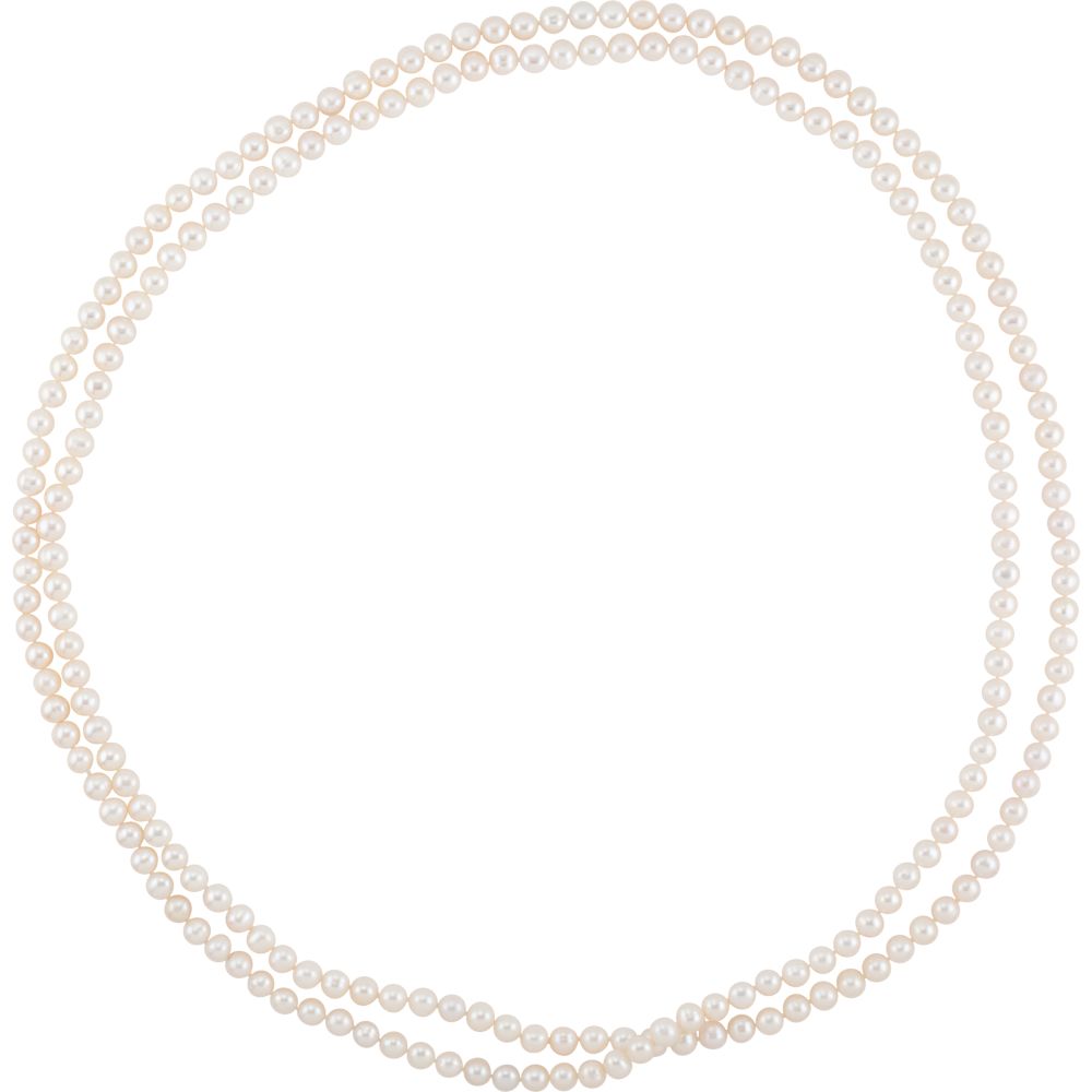 Alternate view of the 8-9mm, White Freshwater Cultured Pearl Rope Strand Necklace, 72 Inch by The Black Bow Jewelry Co.
