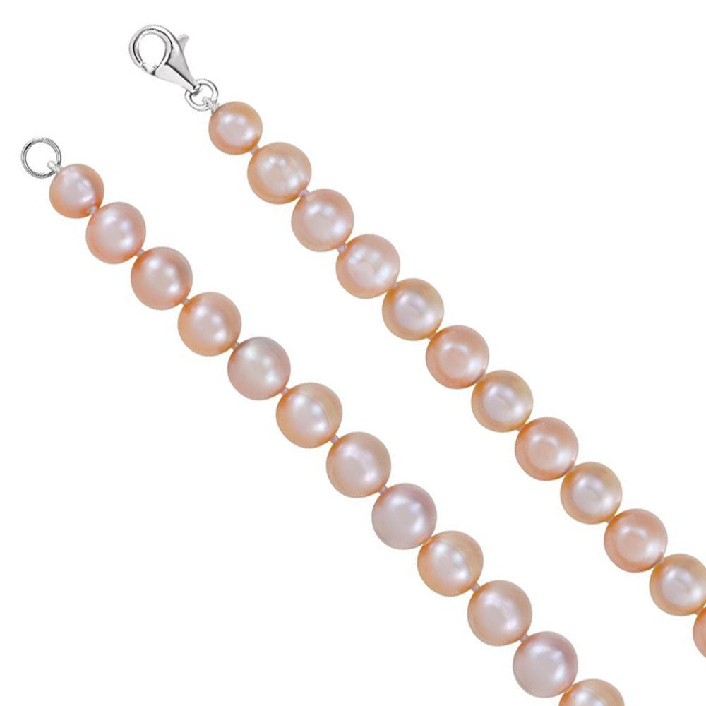10-11mm, Pink FW Cultured Pearl & Sterling Silver Necklace, 18 Inch, Item N14214 by The Black Bow Jewelry Co.