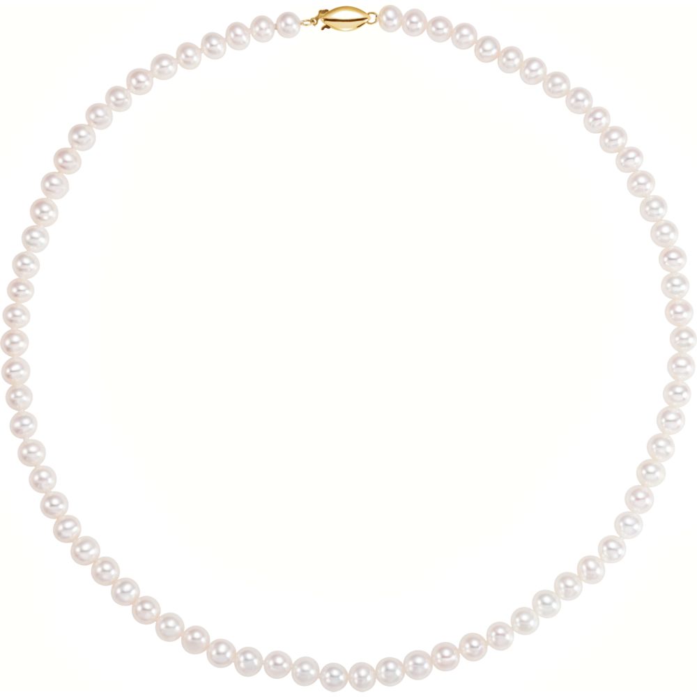 Alternate view of the 6.5-7.0mm, White FW Cultured Pearl &amp; 14k Yellow Gold Necklace, 18 In by The Black Bow Jewelry Co.