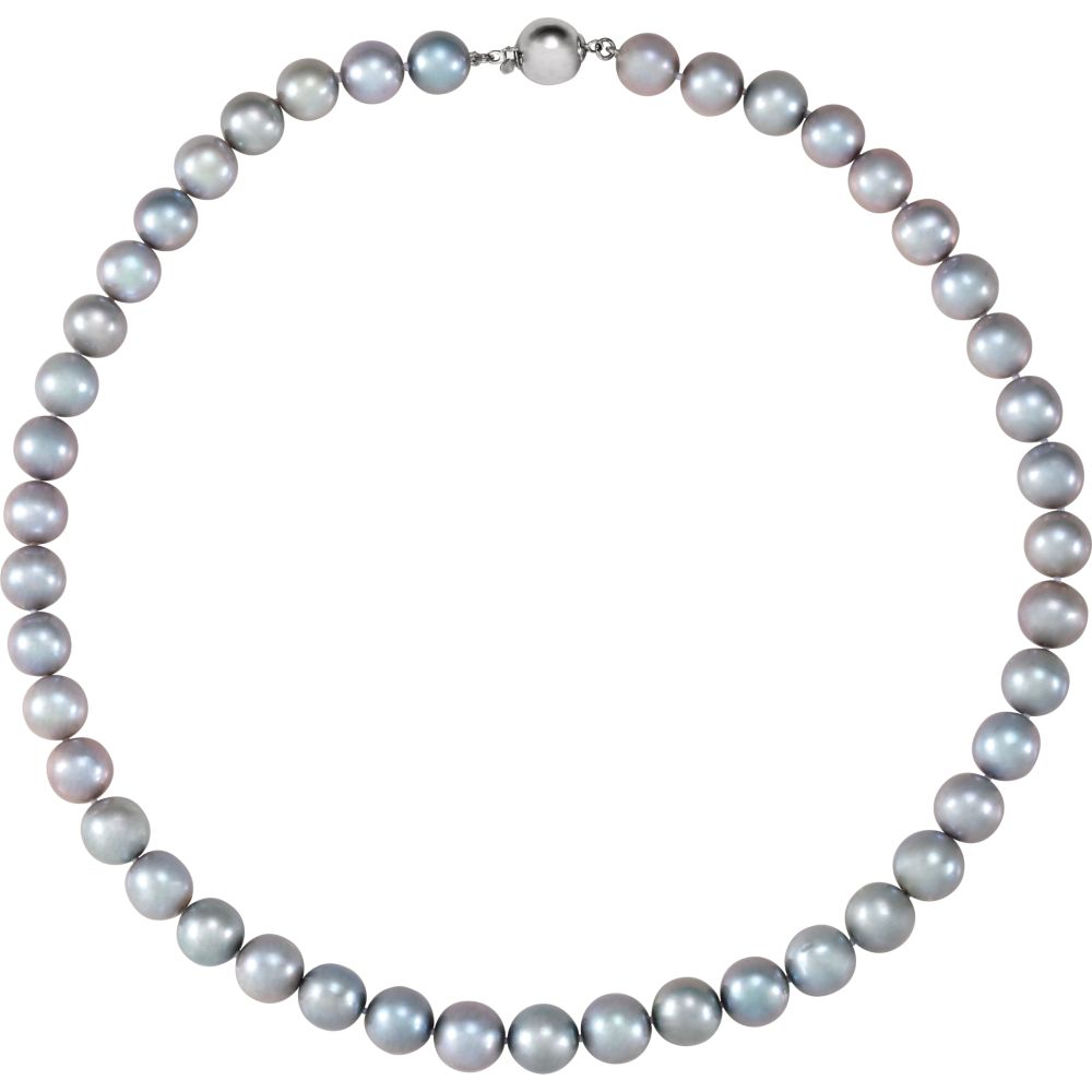 10-11mm, FW Cultured Gray Pearl & Sterling Silver Necklace, 18 Inch, Item N14219 by The Black Bow Jewelry Co.