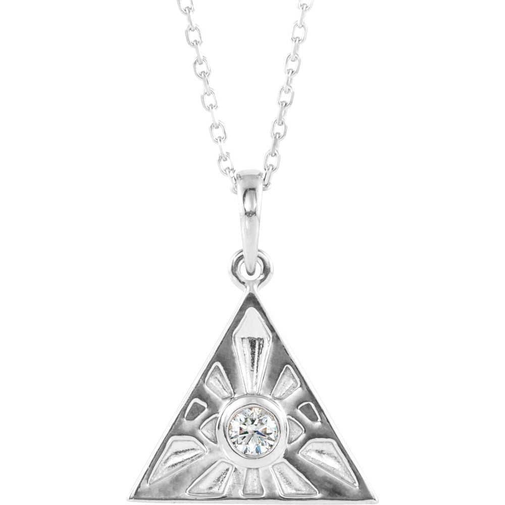 Sterling Silver 1/10 CT Diamond Eye of Providence Necklace, 16-18 Inch, Item N14244 by The Black Bow Jewelry Co.