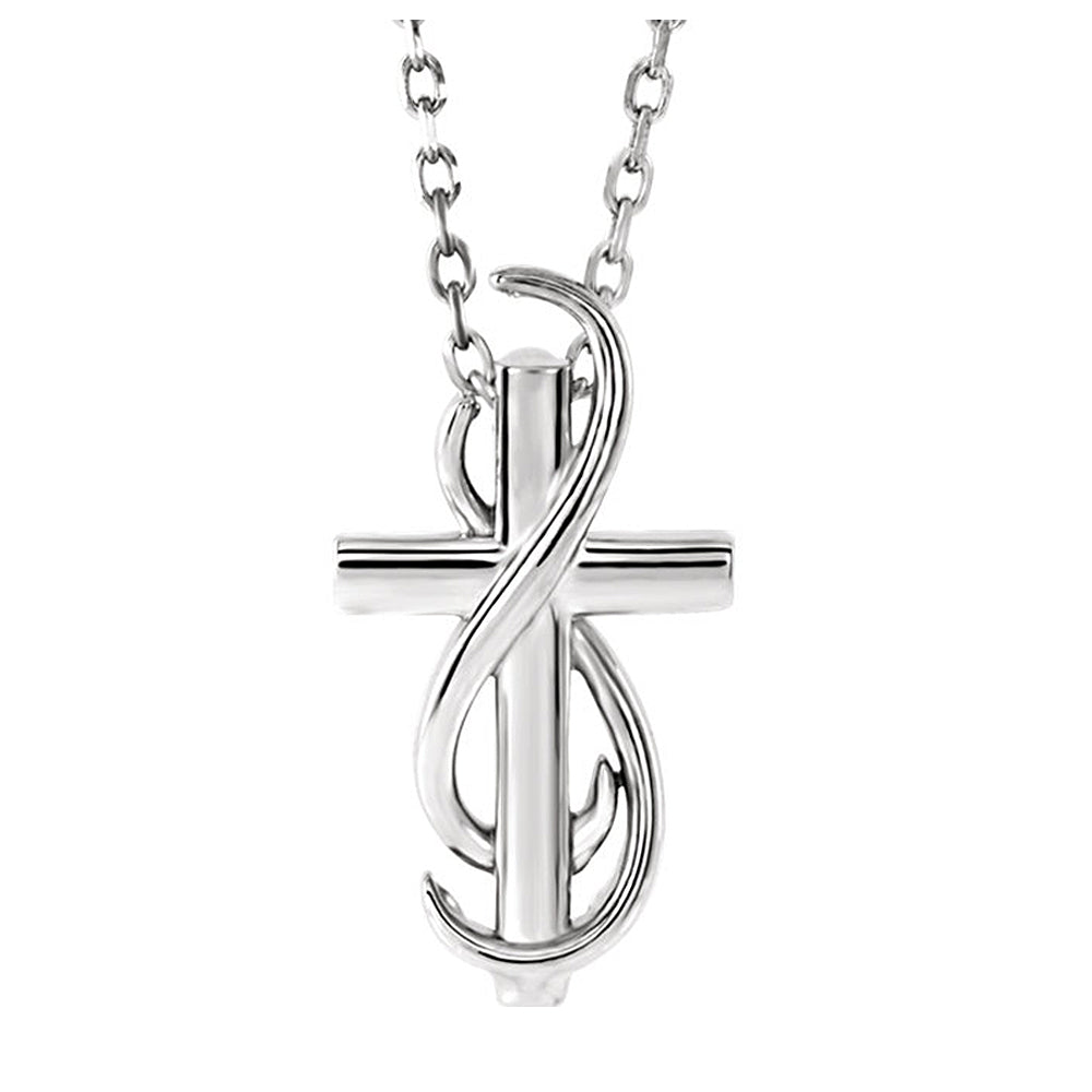 Sterling Silver Infinity Cross Necklace, 16-18 Inch, Item N14247 by The Black Bow Jewelry Co.