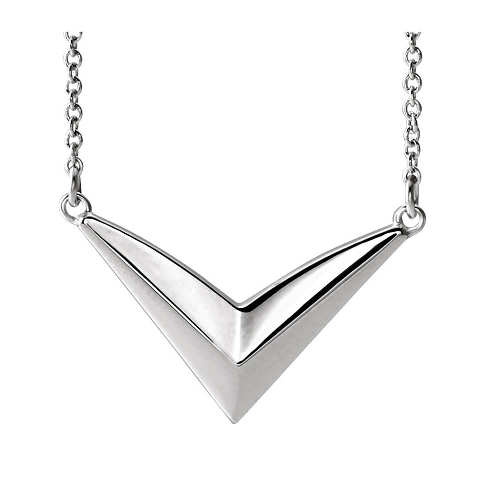 Platinum V Shaped Bar Adjustable Necklace, 16-18 Inch, Item N14250 by The Black Bow Jewelry Co.