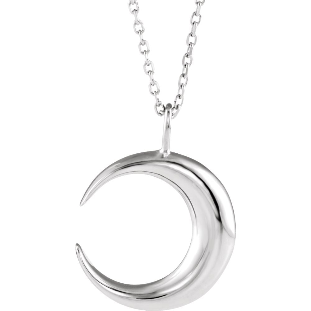 Platinum Crescent Moon Necklace, 16-18 Inch, Item N14270 by The Black Bow Jewelry Co.