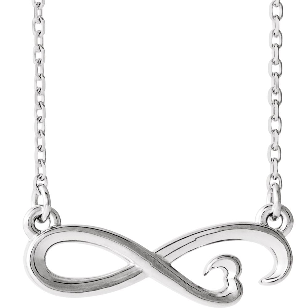 Platinum Infinity Heart Necklace, 16-18 Inch, Item N14274 by The Black Bow Jewelry Co.