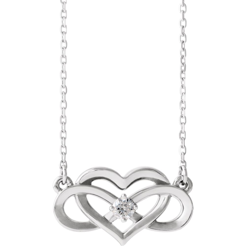 Platinum 1/10 CT Diamond Infinity Heart Necklace, 16-18 Inch, Item N14276 by The Black Bow Jewelry Co.