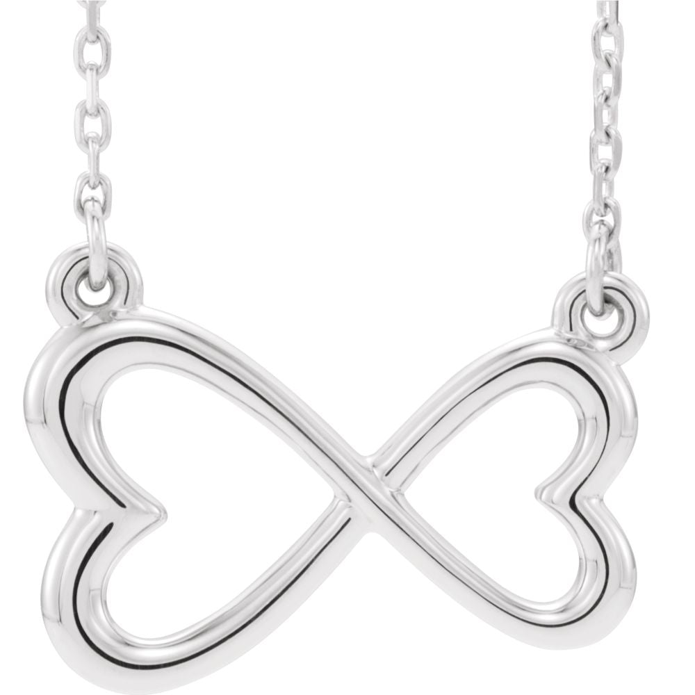 Platinum Infinity Inspired Heart Necklace, 16-18 Inch, Item N14277 by The Black Bow Jewelry Co.