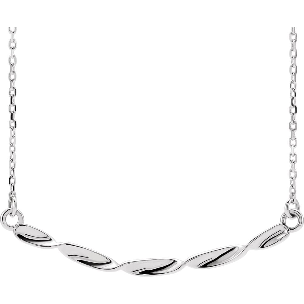 Platinum 36 x 2mm Twisted Bar Necklace, 16-18 Inch, Item N14283 by The Black Bow Jewelry Co.
