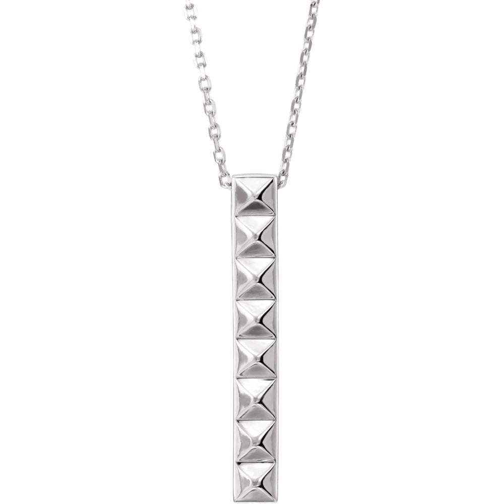 Platinum Vertical Pyramid Bar Necklace, 16-18 Inch, Item N14297 by The Black Bow Jewelry Co.