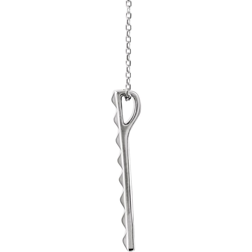 Alternate view of the Platinum Vertical Pyramid Bar Necklace, 16-18 Inch by The Black Bow Jewelry Co.